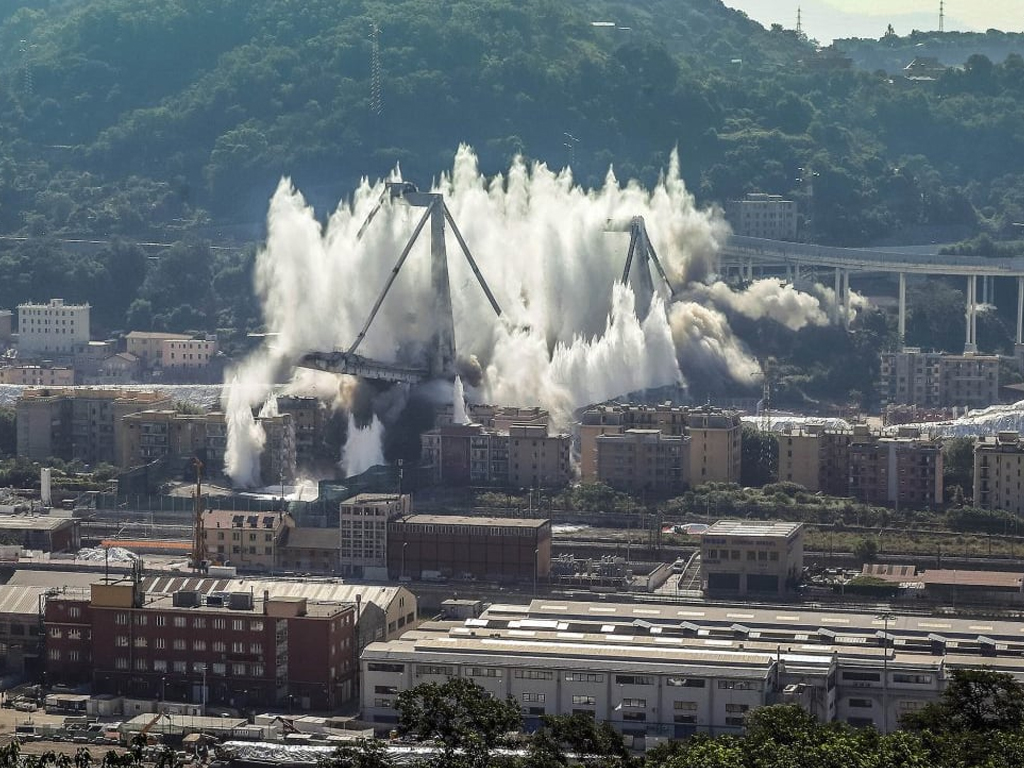 Wide view of the morandi Bridge site